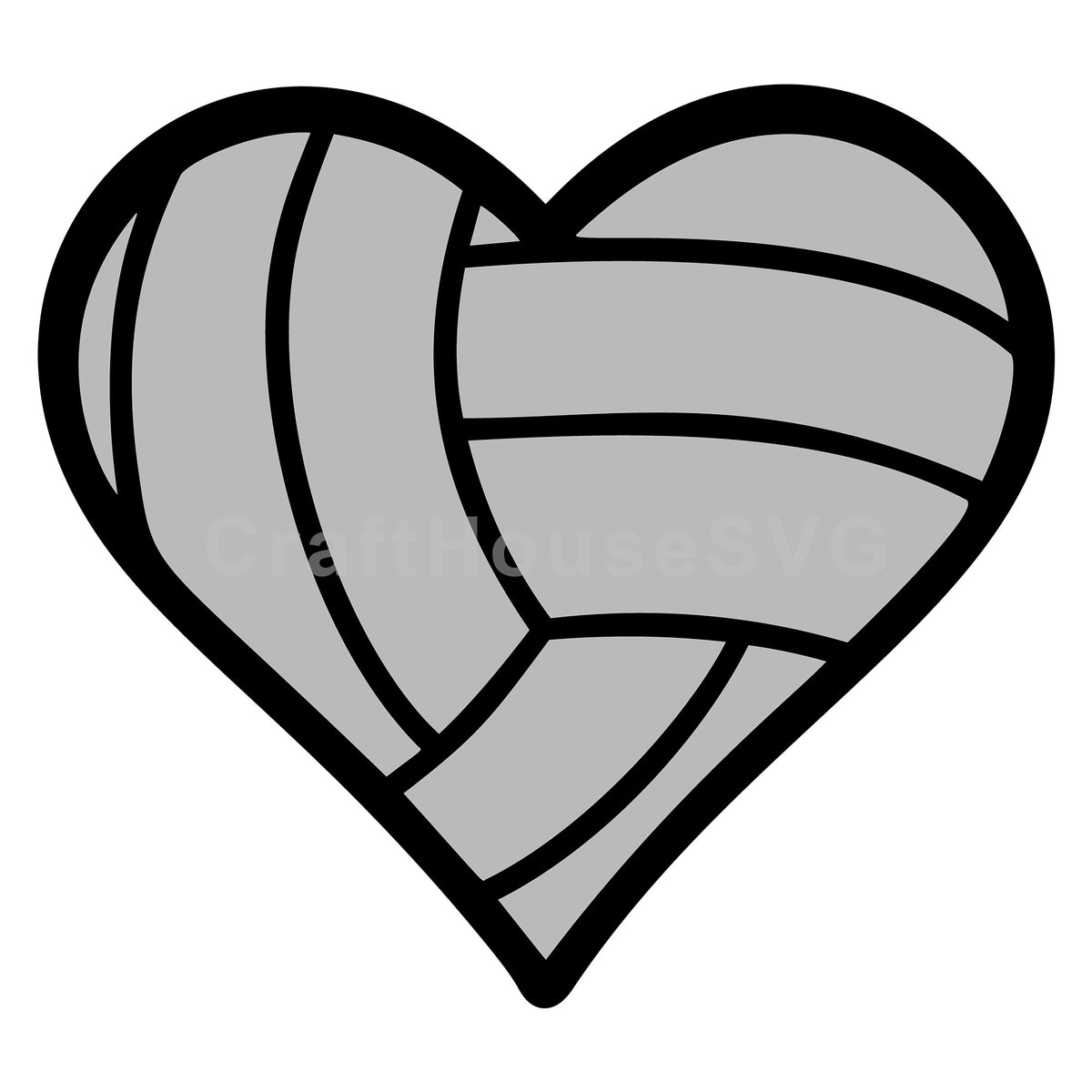 Volleyball Heart Layered SVG