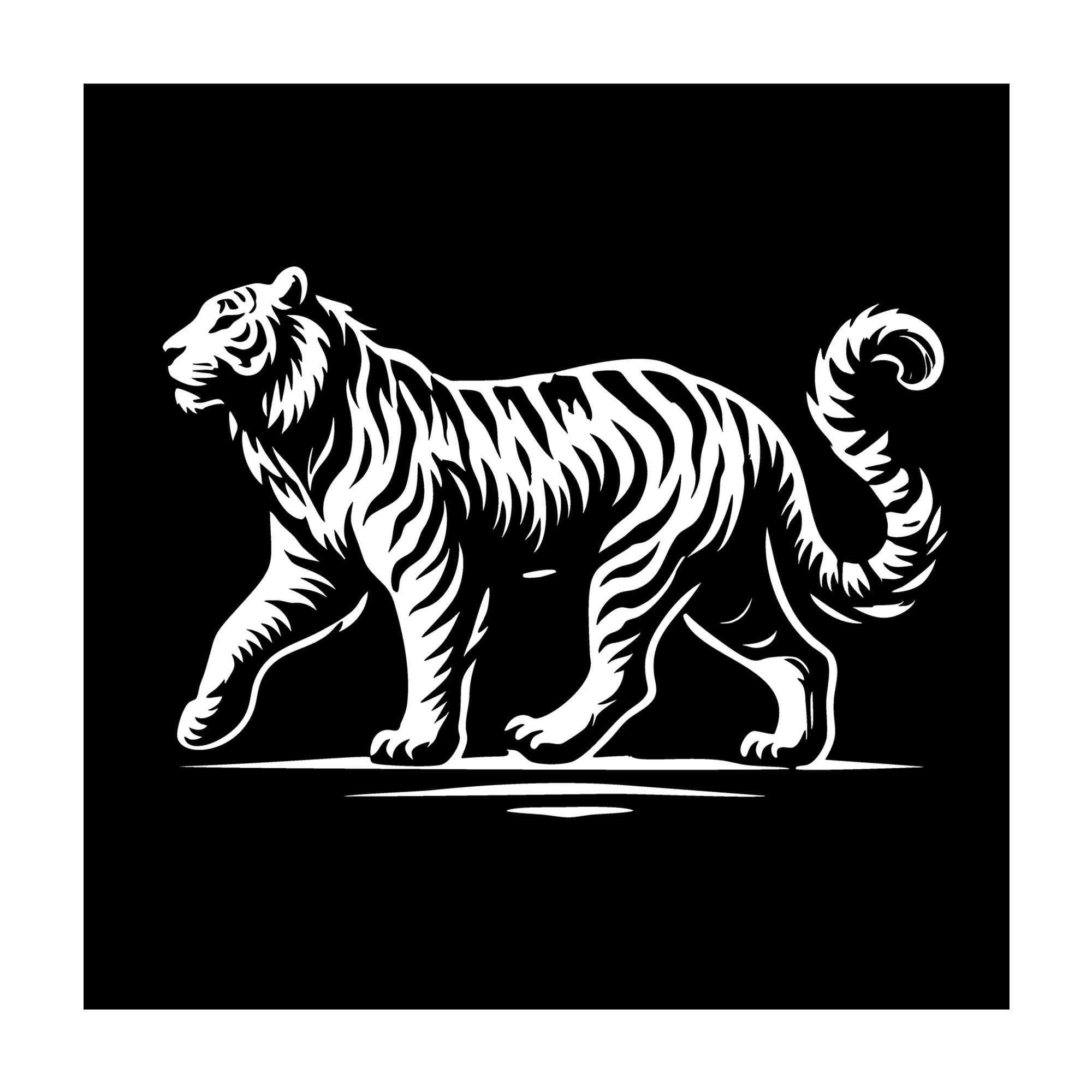 Walking Tiger Silhouette SVG design for Cricut, Silhouette, laser cutting, vinyl, sublimation, and craft projects.