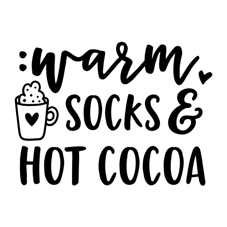 Warm Socks and Hot Cocoa SVG for Cricut, Silhouette, laser cutting, vinyl, sublimation, Christmas shirts, signs, decals, mugs, and DIY craft projects.