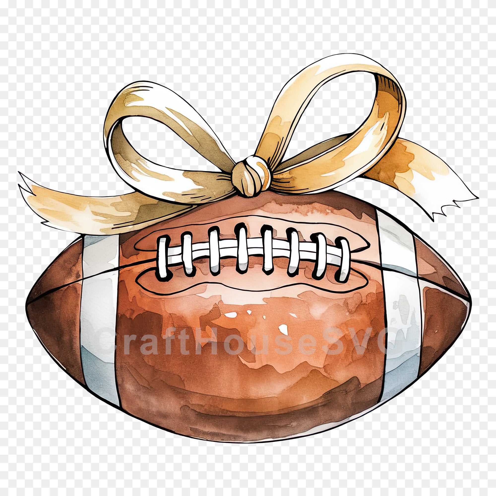 Watercolor Football Coquette Ribbon PNG Shirt Design