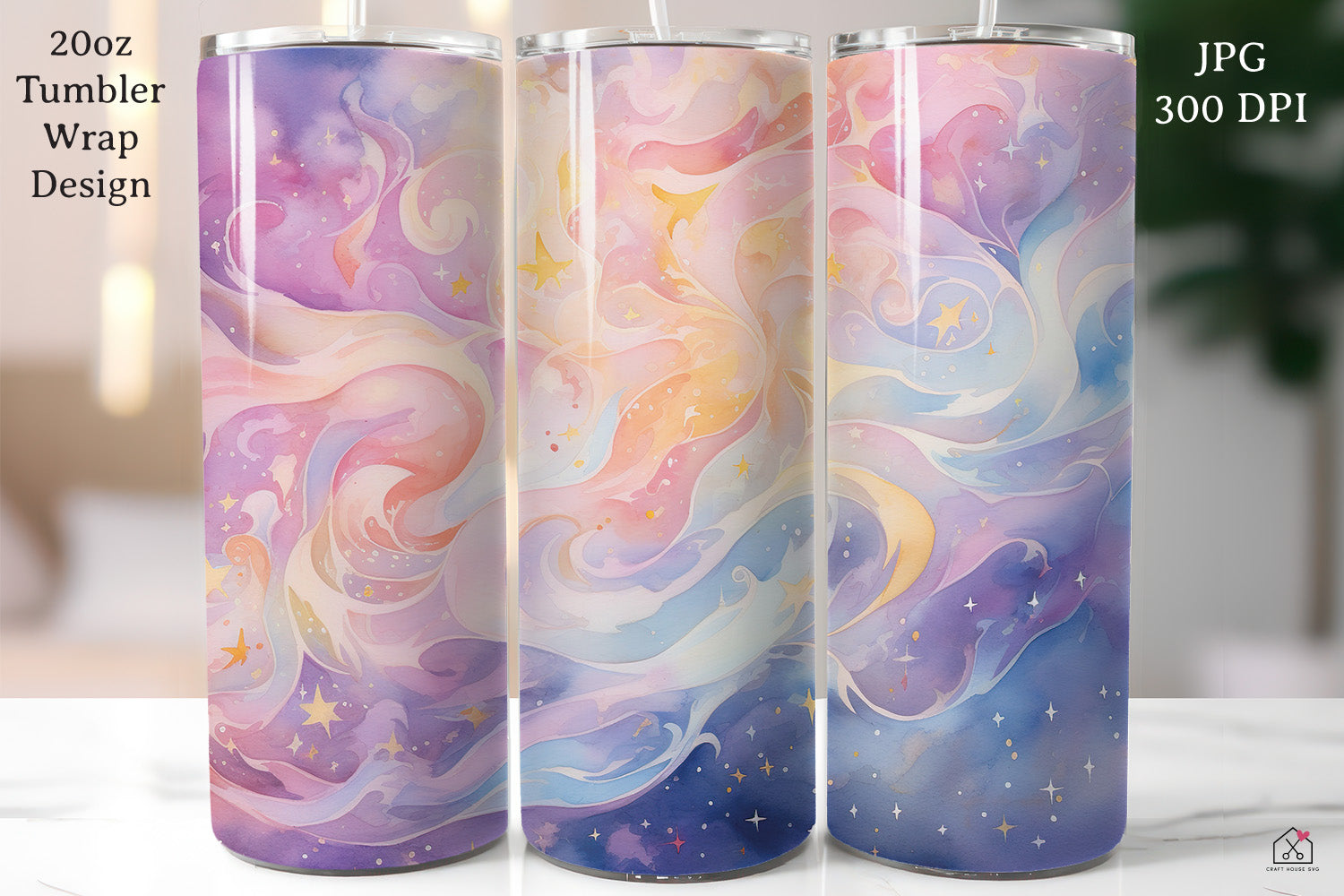 FREE Watercolor 20oz Tumbler Wrap Sublimation Design PNG - Craft House SVG