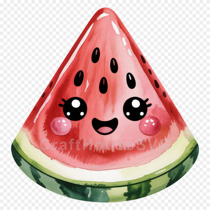 Kawaii Fruit Clipart Sublimation PNG Bundle