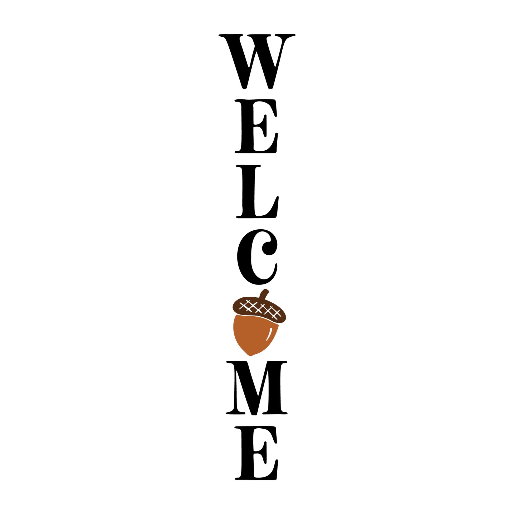 Welcome Acorn SVG design for Cricut, Silhouette, laser cutting, vinyl, sublimation, fall welcome signs, and autumn craft projects.