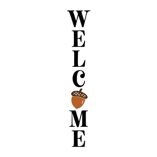Welcome Acorn SVG design for Cricut, Silhouette, laser cutting, vinyl, sublimation, fall welcome signs, and autumn craft projects.