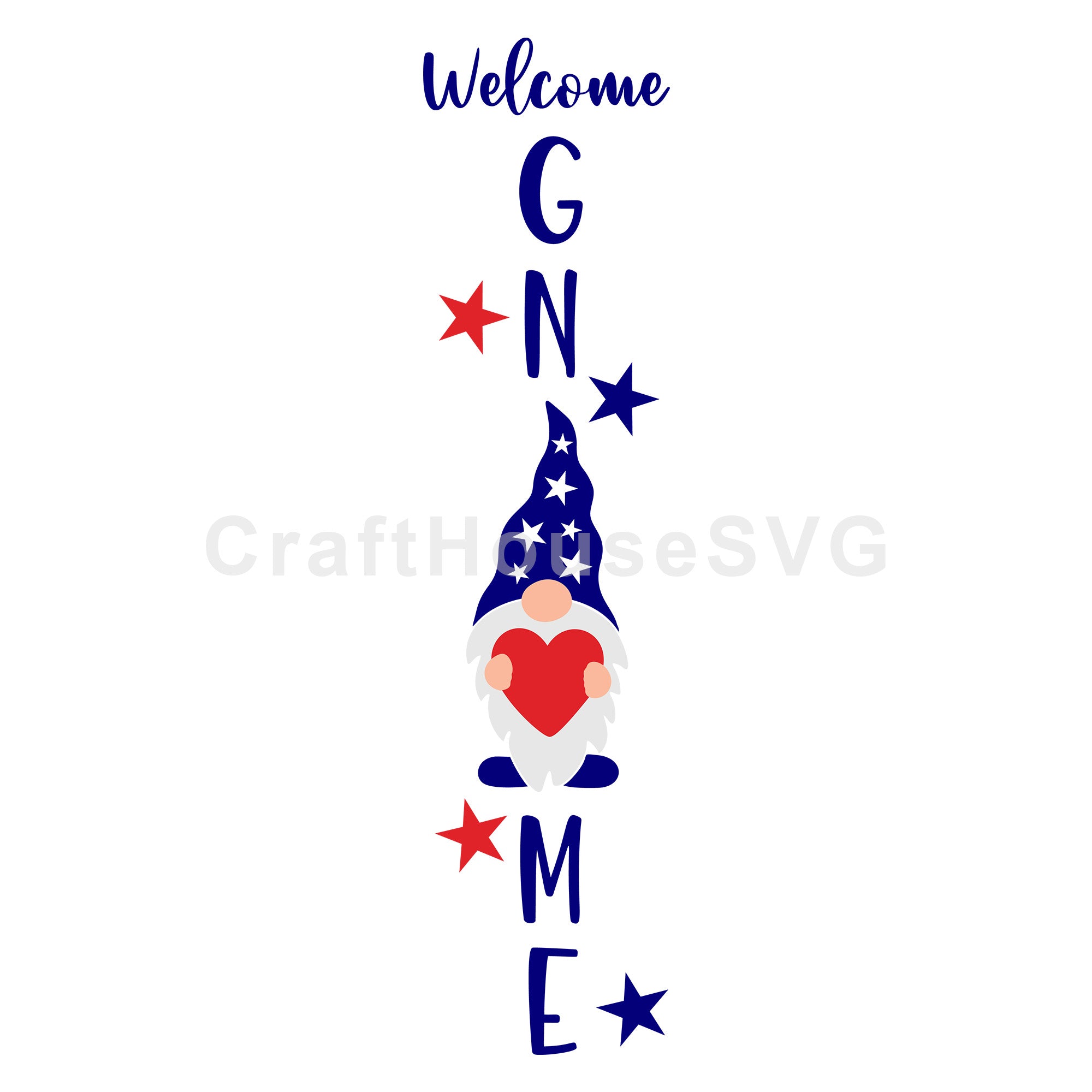 Welcome Gnome 4th Of July SVG Vertical Sign