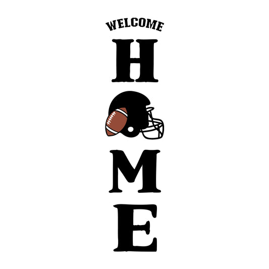 Welcome Home Football SVG design for Cricut, Silhouette, laser cutting, vinyl, sublimation, fall welcome signs, and autumn craft projects.