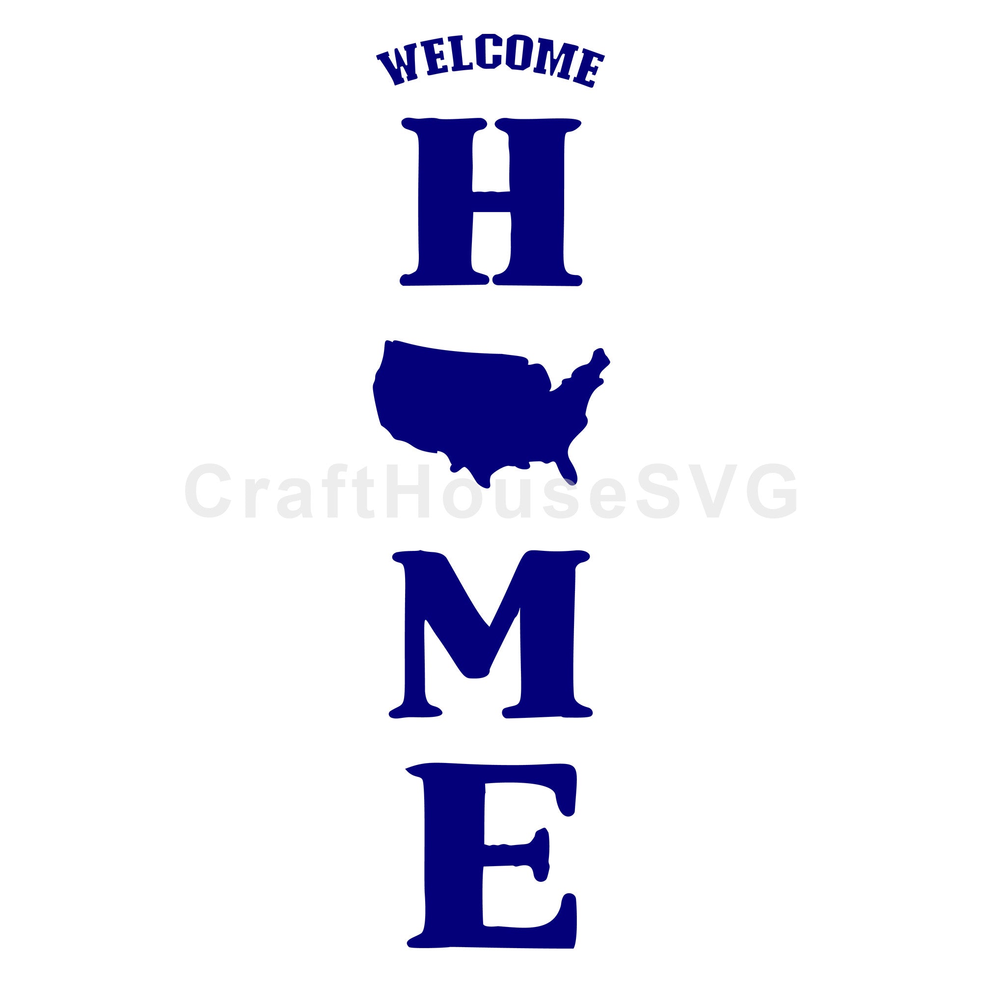 Welcome Home US Map SVG 4th Of July Vertical Sign SVG