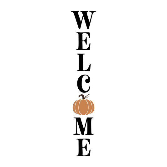 Welcome Pumpkin SVG design for Cricut, Silhouette, laser cutting, vinyl, sublimation, fall welcome signs, and autumn craft projects.