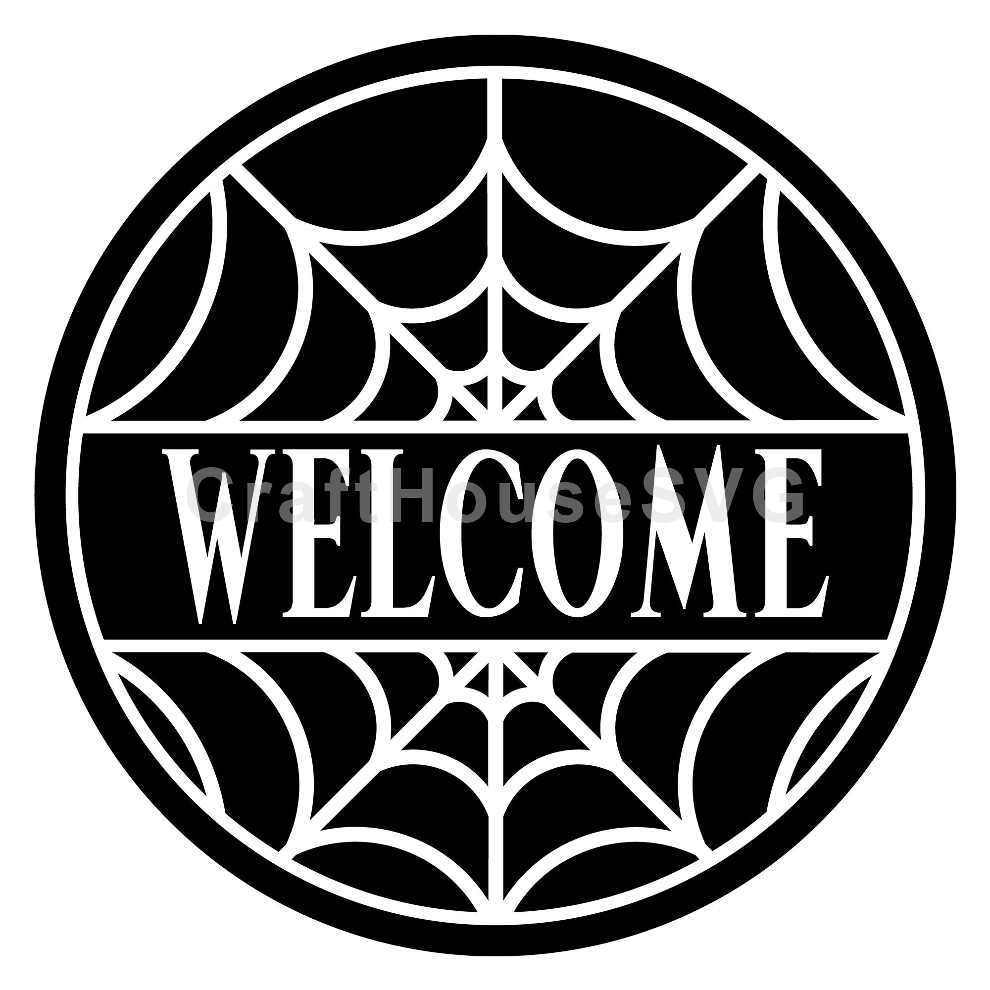 Welcome Halloween Round Sign SVG