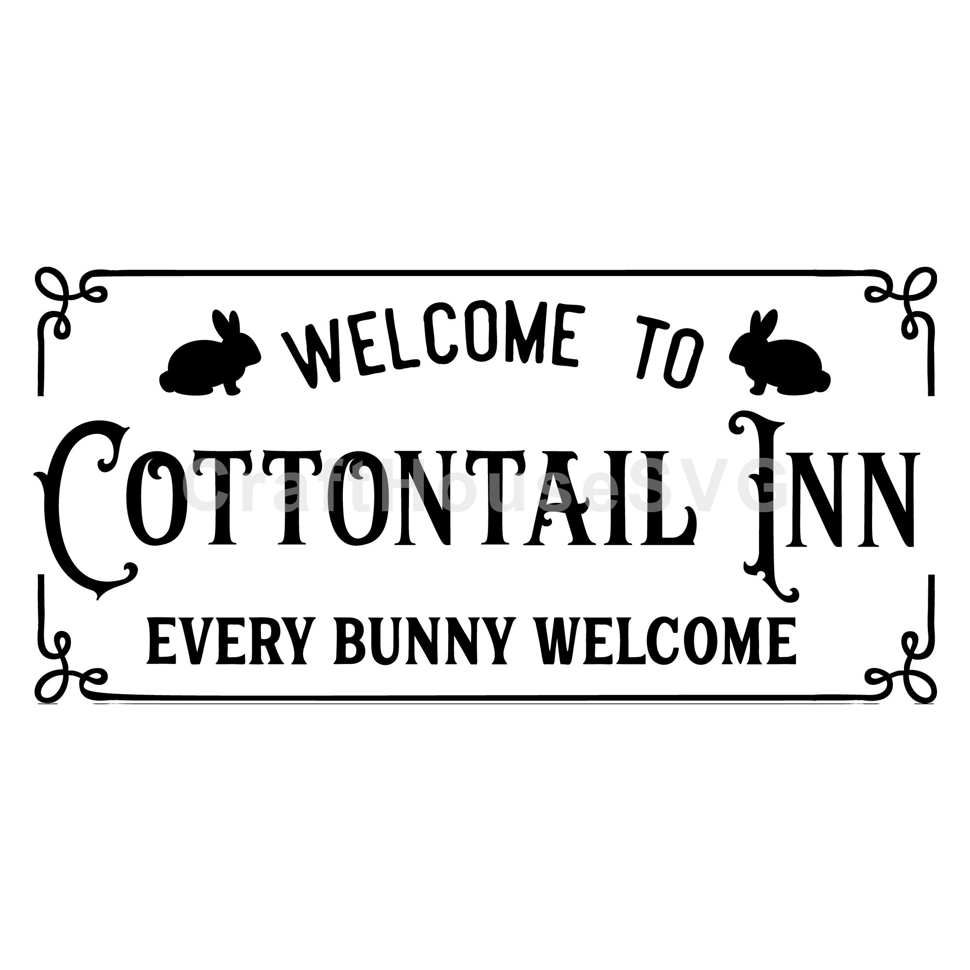 Welcome To Cottontail Inn Easter Sign SVG