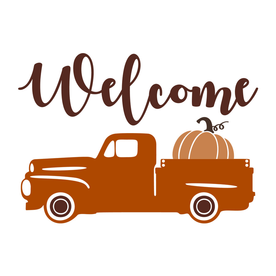Welcome Fall Truck SVG design for Cricut, Silhouette, laser cutting, vinyl, sublimation, fall signs, and autumn craft projects.