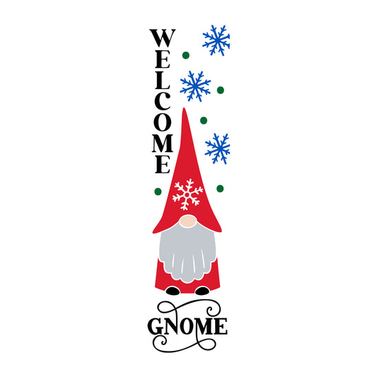 Welcome Gnome SVG design for Cricut, Silhouette, laser cutting, vinyl, sublimation, and Christmas porch sign projects.