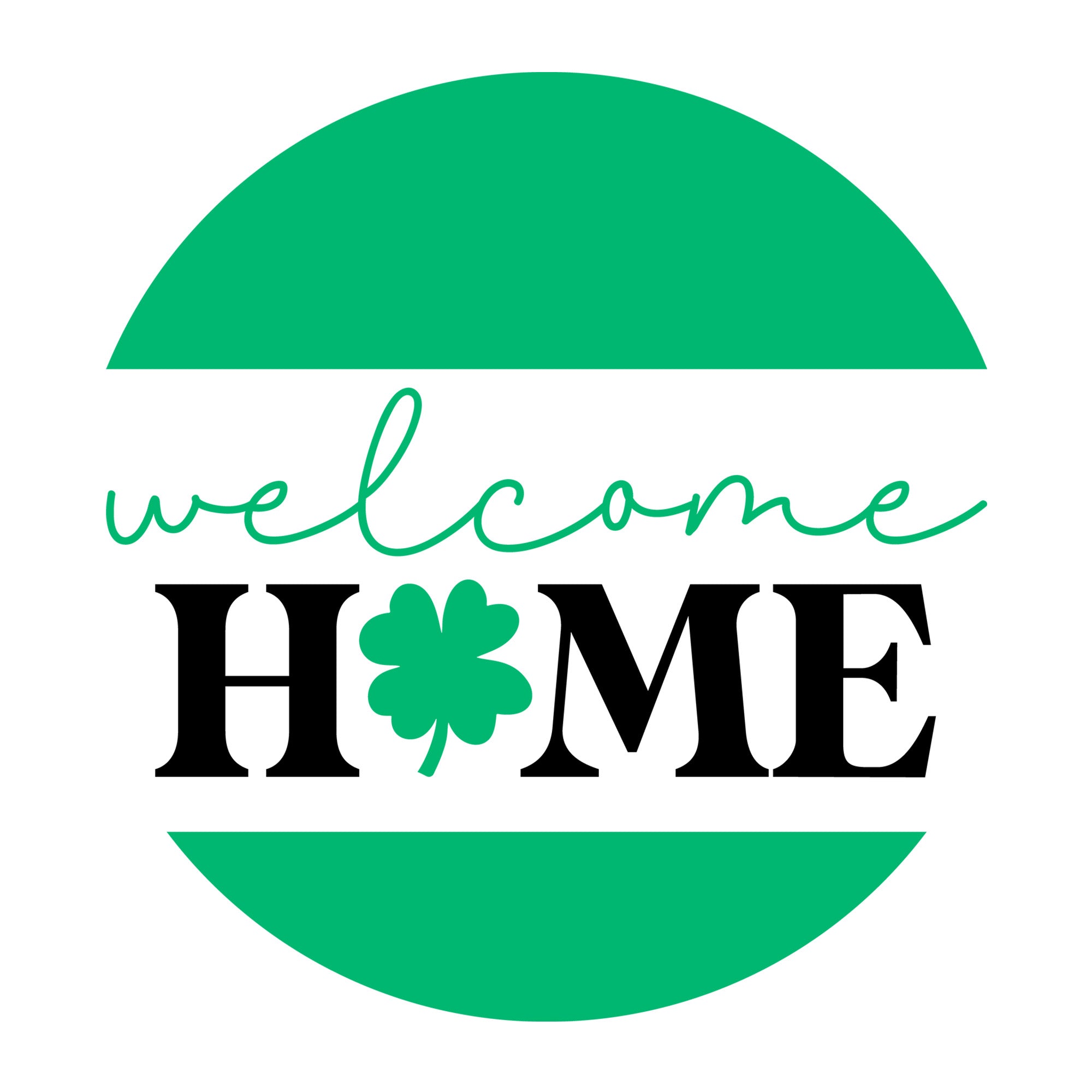 Welcome Home Clover SVG design for Cricut, Silhouette, laser cutting, vinyl, sublimation, and St Patricks Day craft projects.