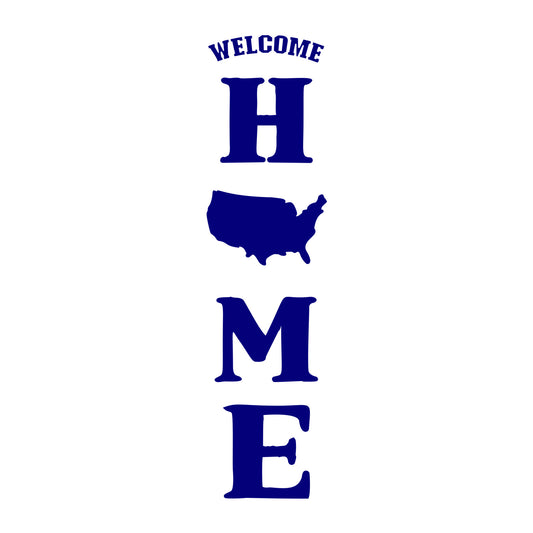 Welcome Home US Map SVG design for Cricut, Silhouette, laser cutting, vinyl, sublimation, 4th of July, and patriotic craft projects.