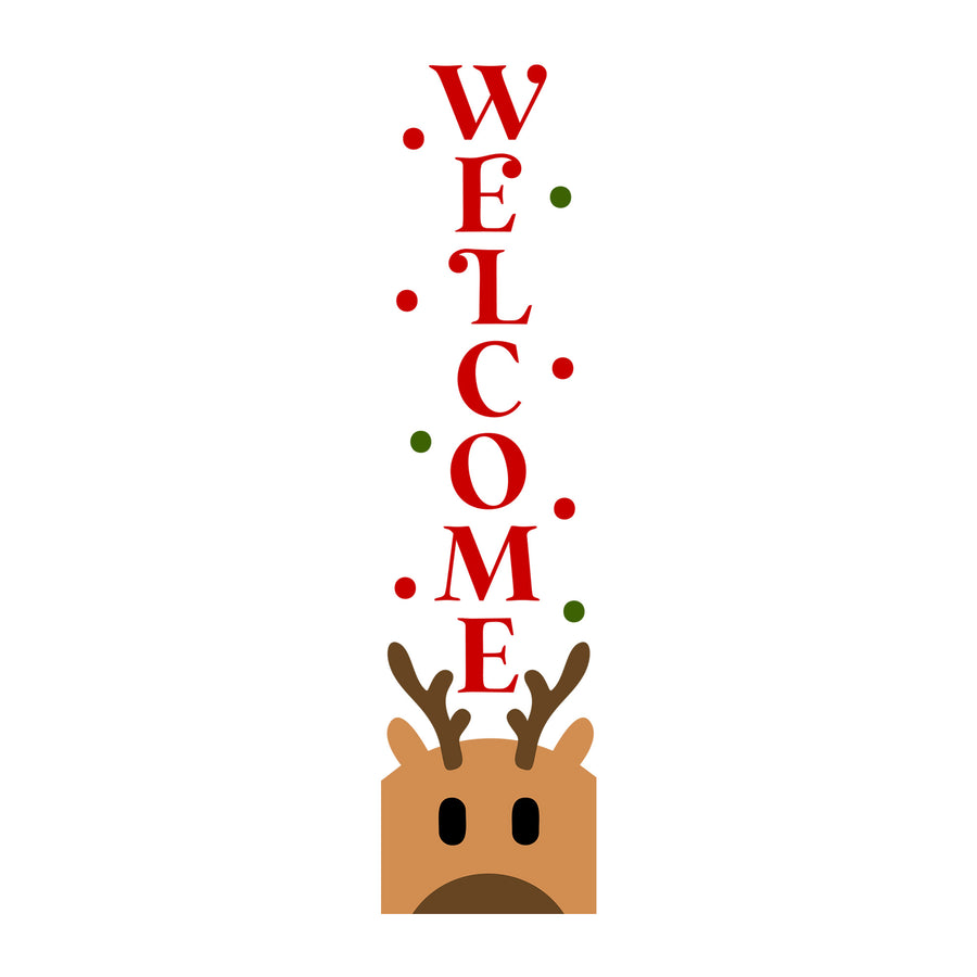 Welcome Reindeer SVG design for Cricut, Silhouette, laser cutting, vinyl, sublimation, and Christmas porch sign projects.