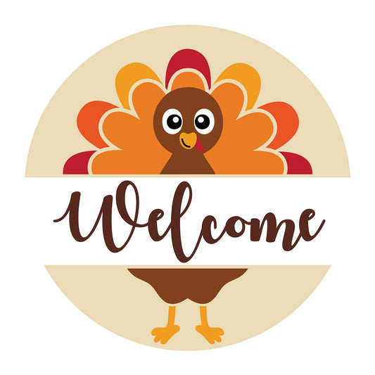 Welcome Turkey SVG design for Cricut, Silhouette, laser cutting, vinyl, sublimation, Thanksgiving signs, and fall craft projects.