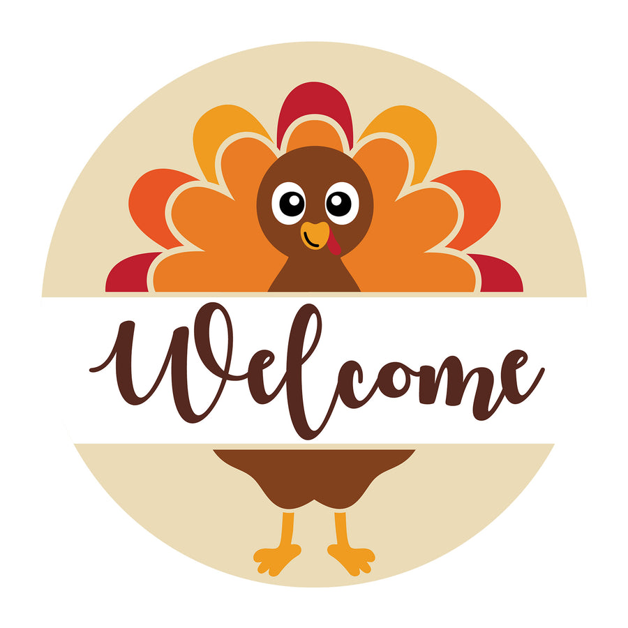 Welcome Turkey SVG design for Cricut, Silhouette, laser cutting, vinyl, sublimation, Thanksgiving signs, and fall craft projects.