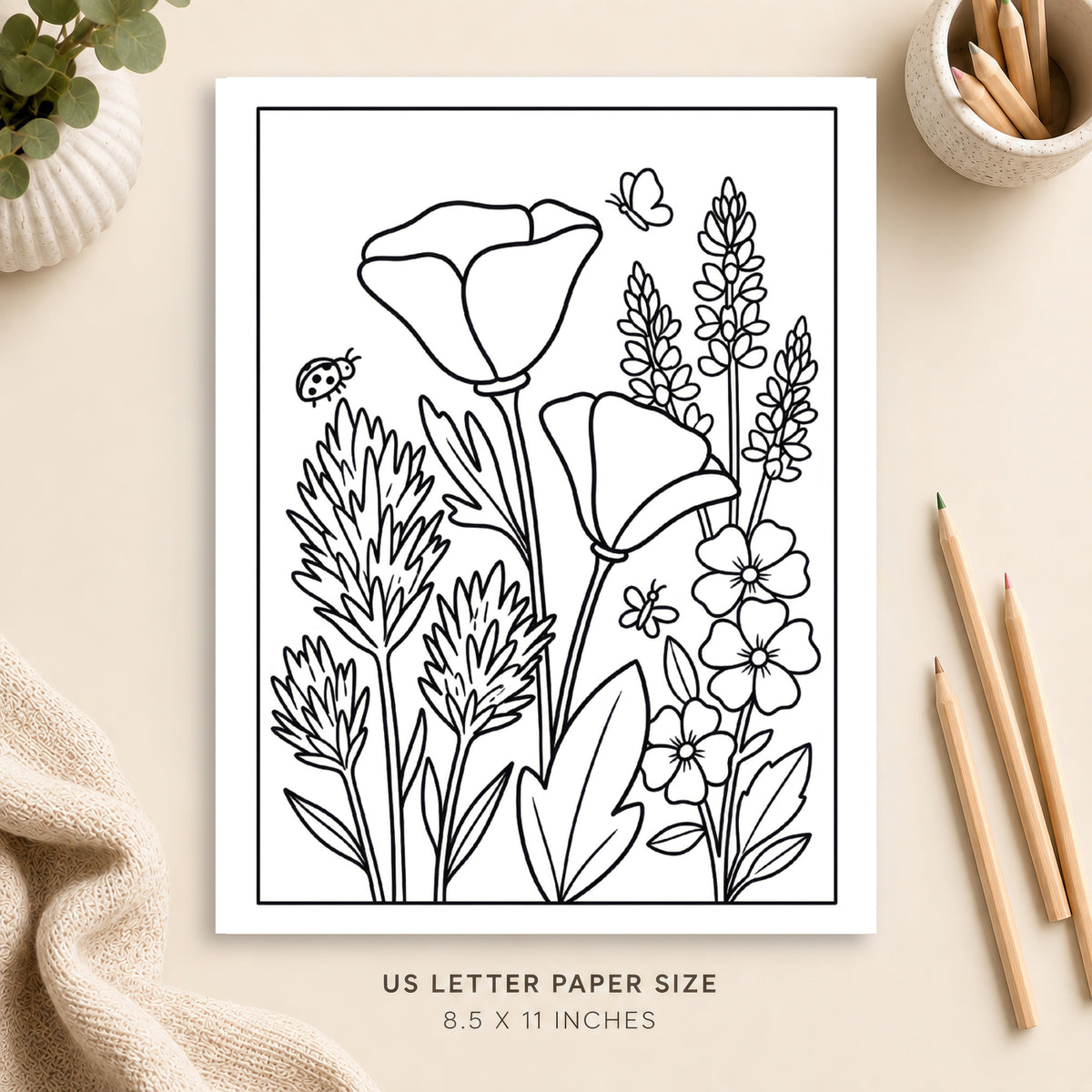 Western Flowers Coloring Page 3