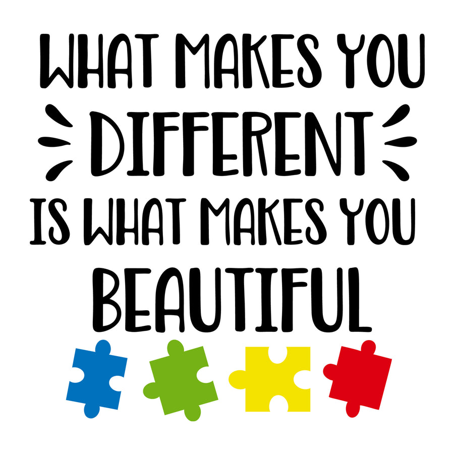 What Makes You Different Is What Makes You Beautiful SVG design for Cricut, Silhouette, laser cutting, vinyl, sublimation, autism awareness crafts, and DIY projects.