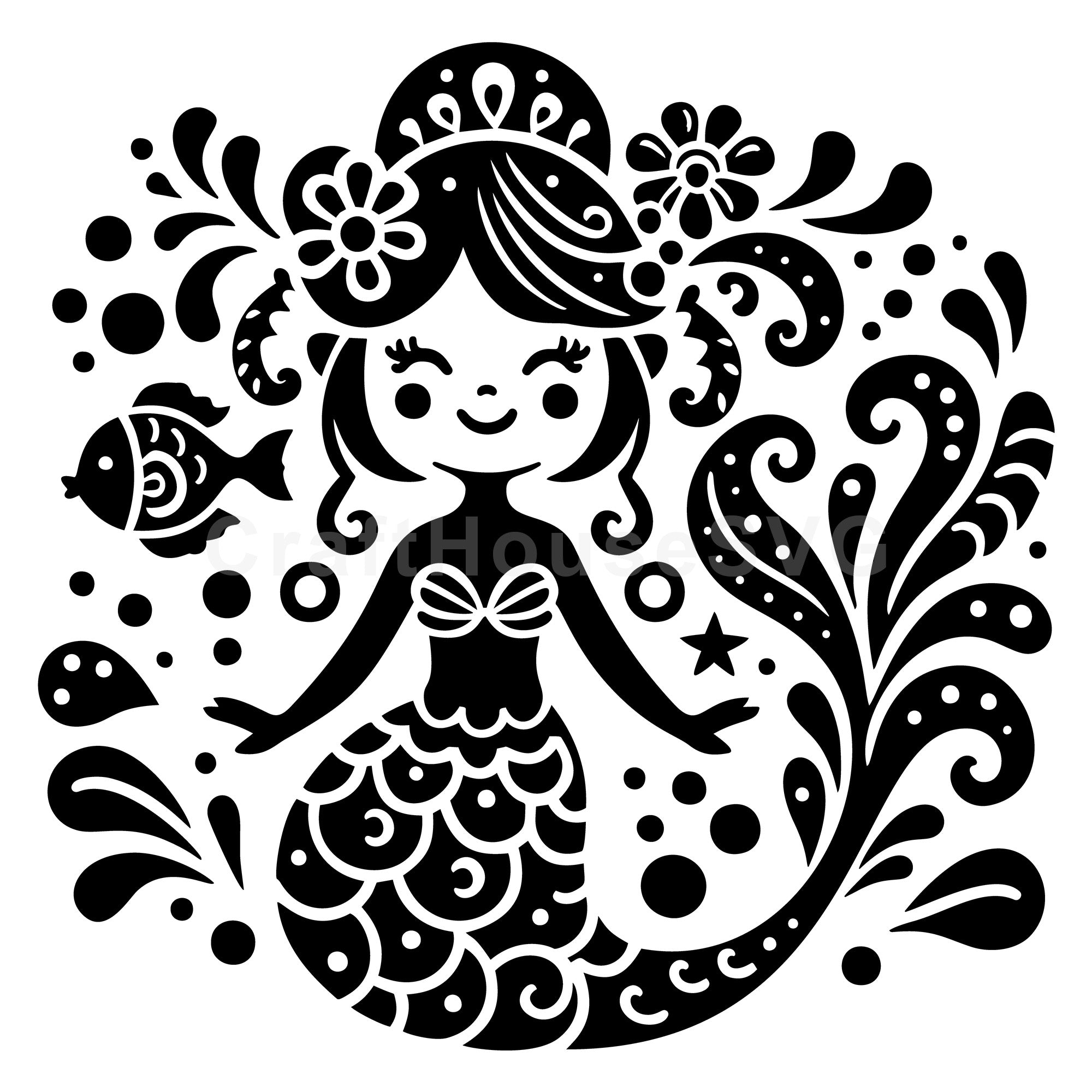 Mermaid Whimsy SVG