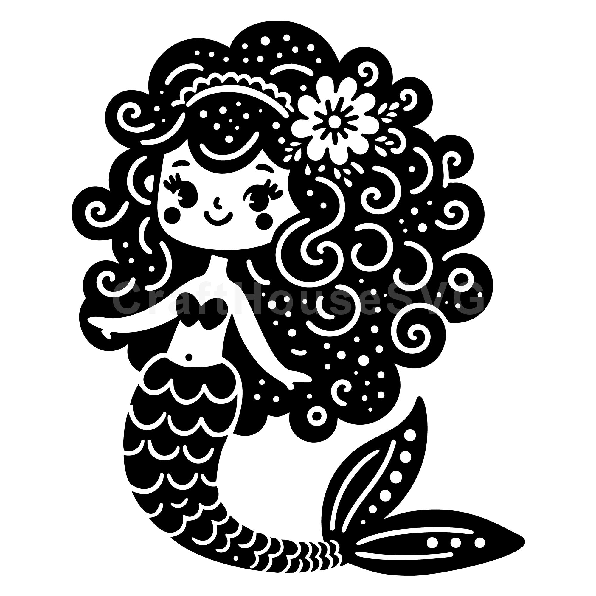 Adorable Mermaid SVG