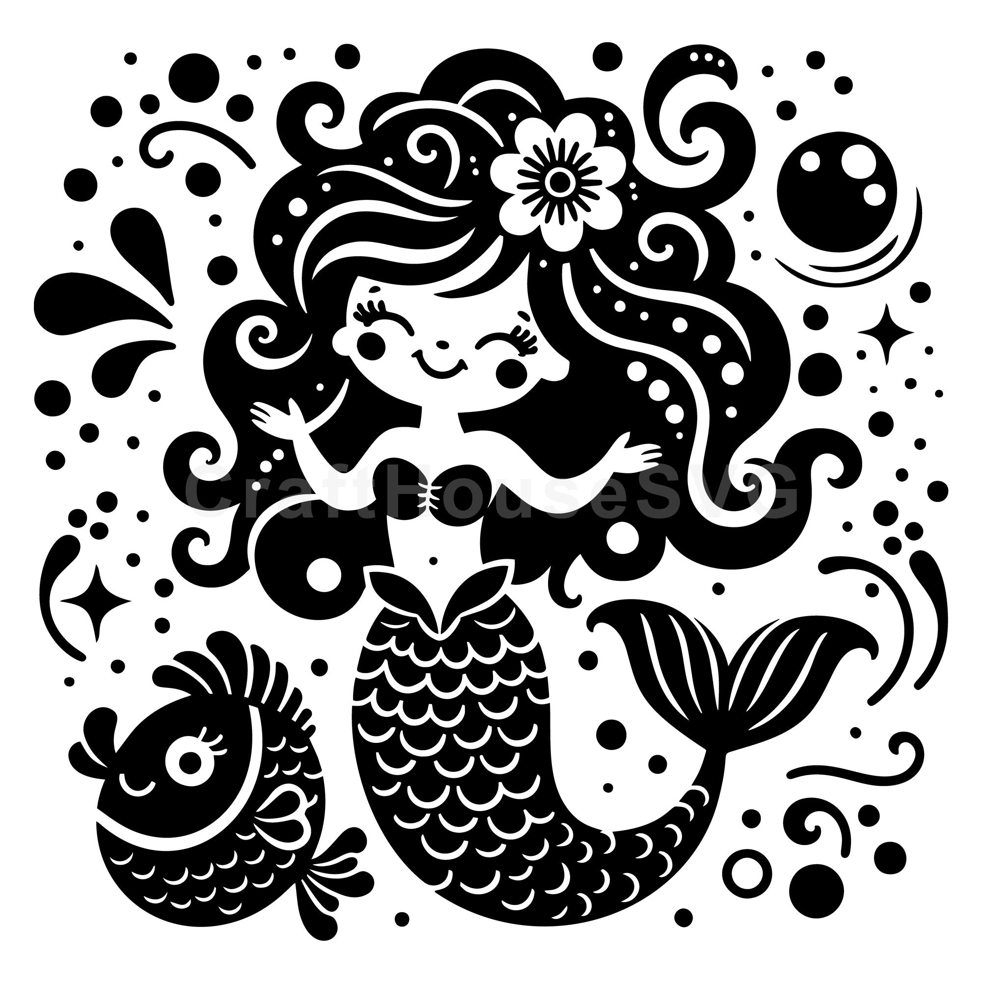 Playful Mermaid SVG