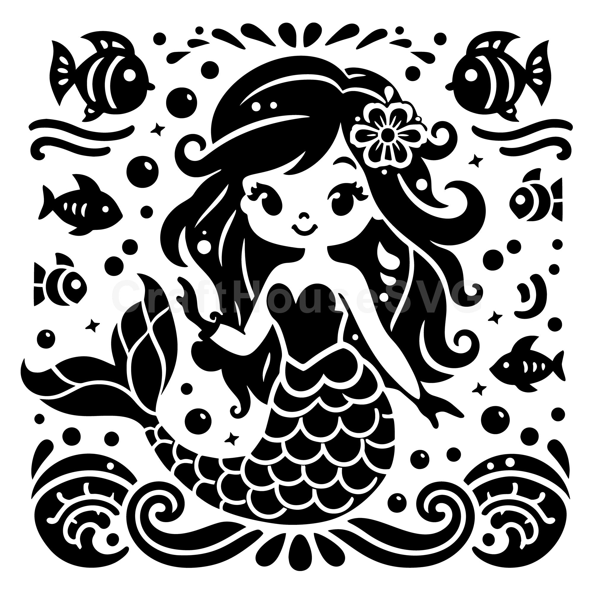 Mermaid Under the Sea SVG Cut File