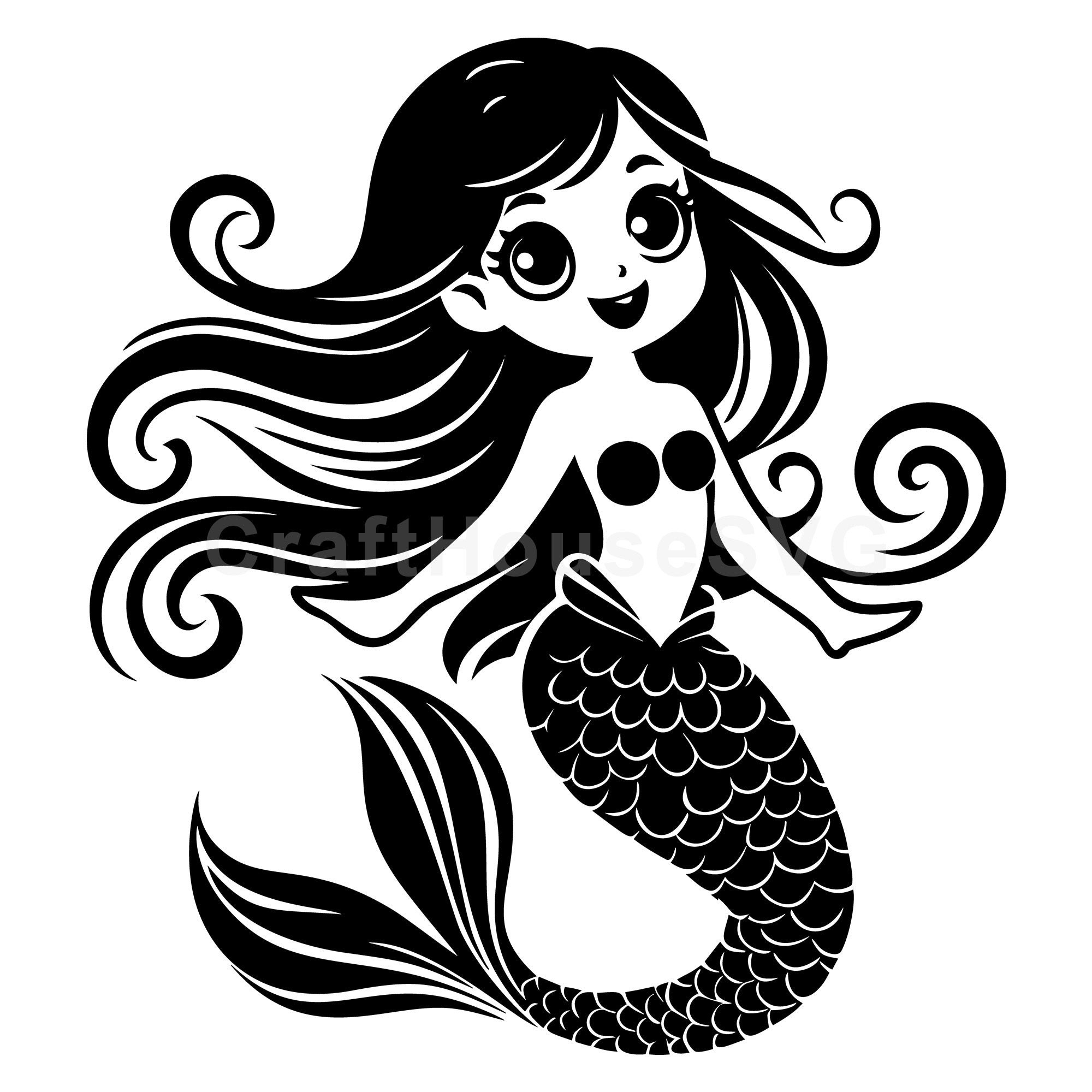 Playful Mermaid SVG Cut File