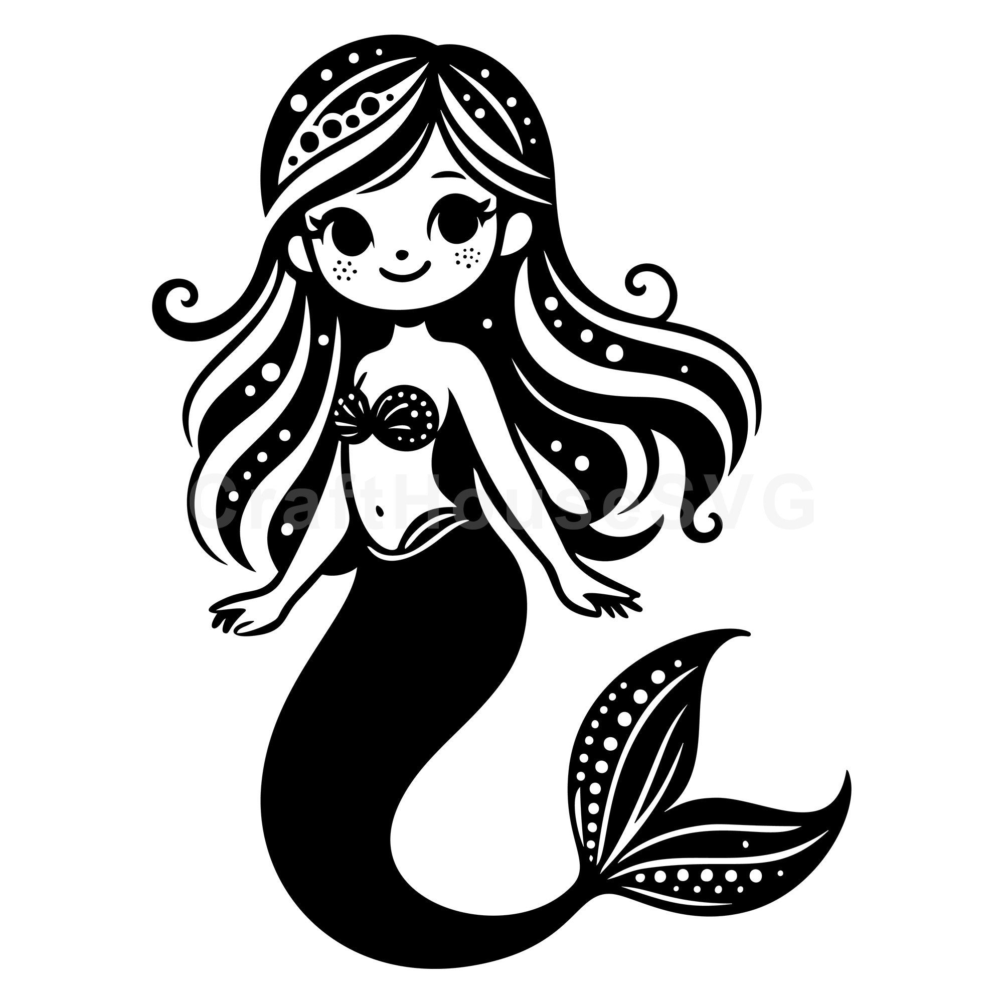 Mermaid SVG Whimsical Cut File