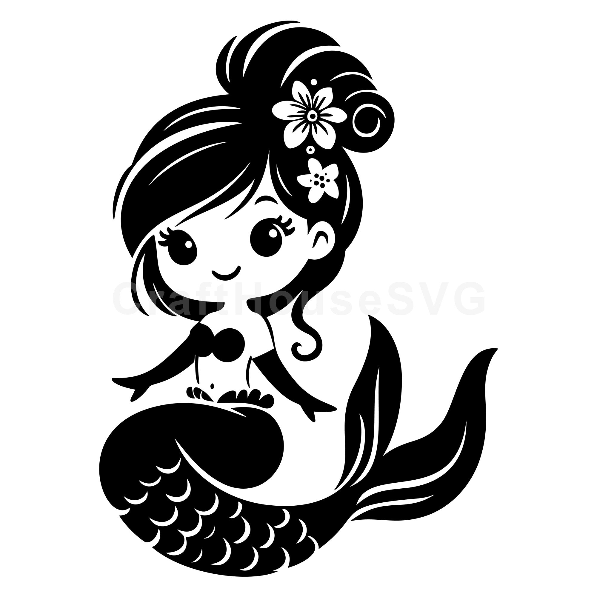 Adorable Mermaid SVG Cut File