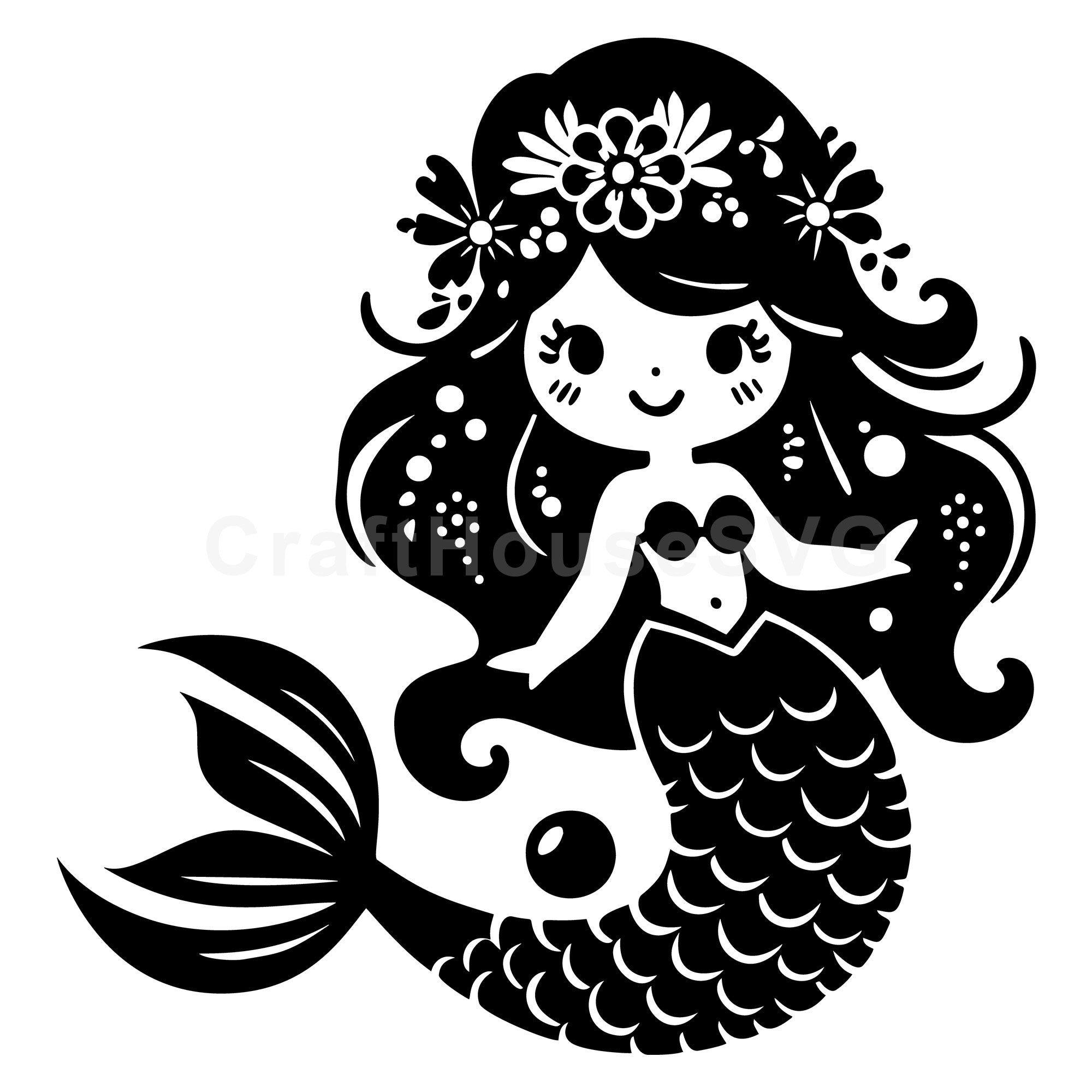 Cartoon Mermaid SVG Cut File