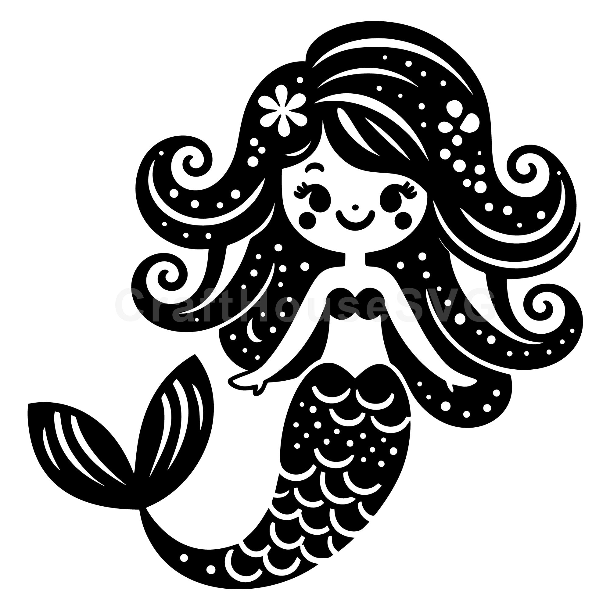 Bubbly Mermaid SVG Cut File