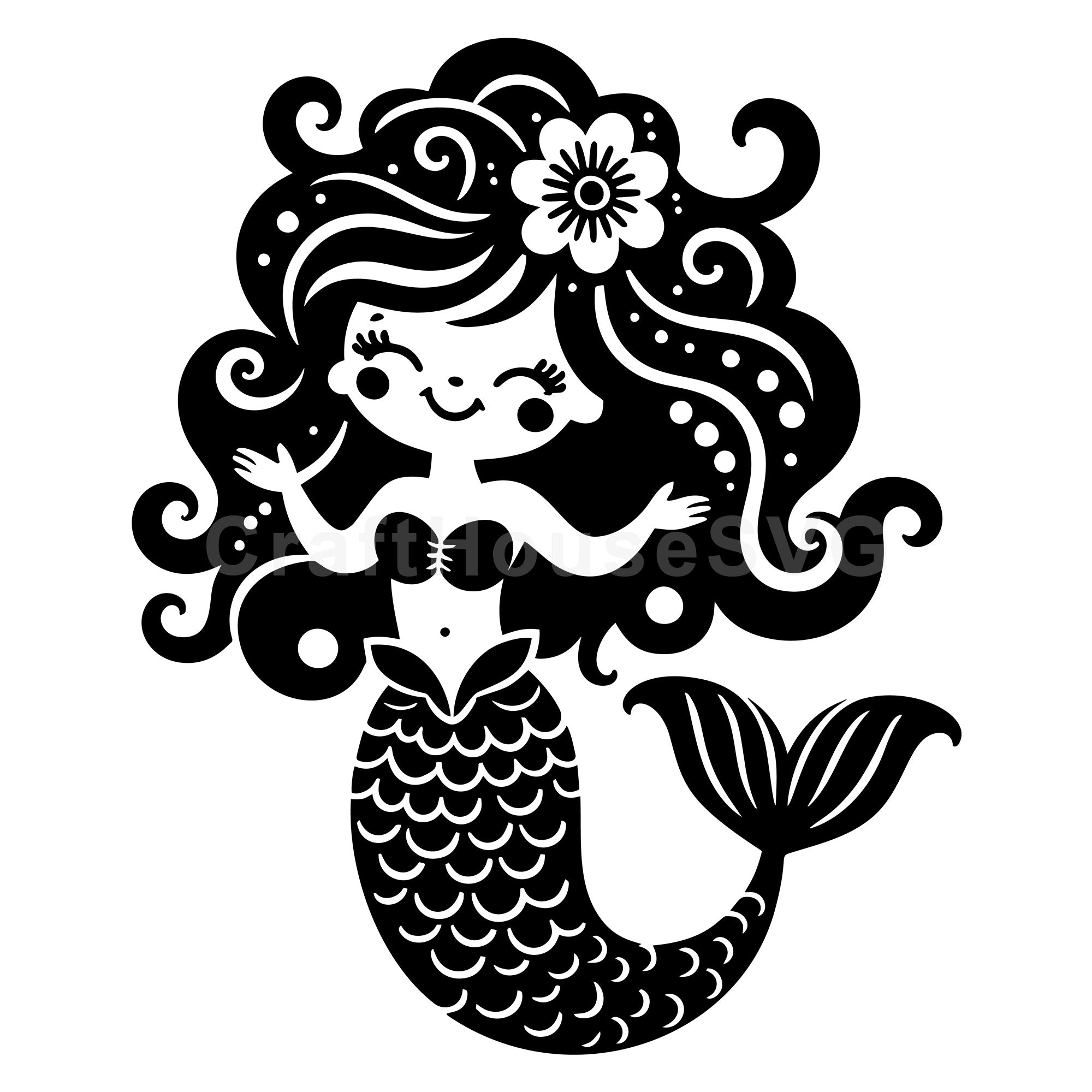 Happy Mermaid SVG Cut File