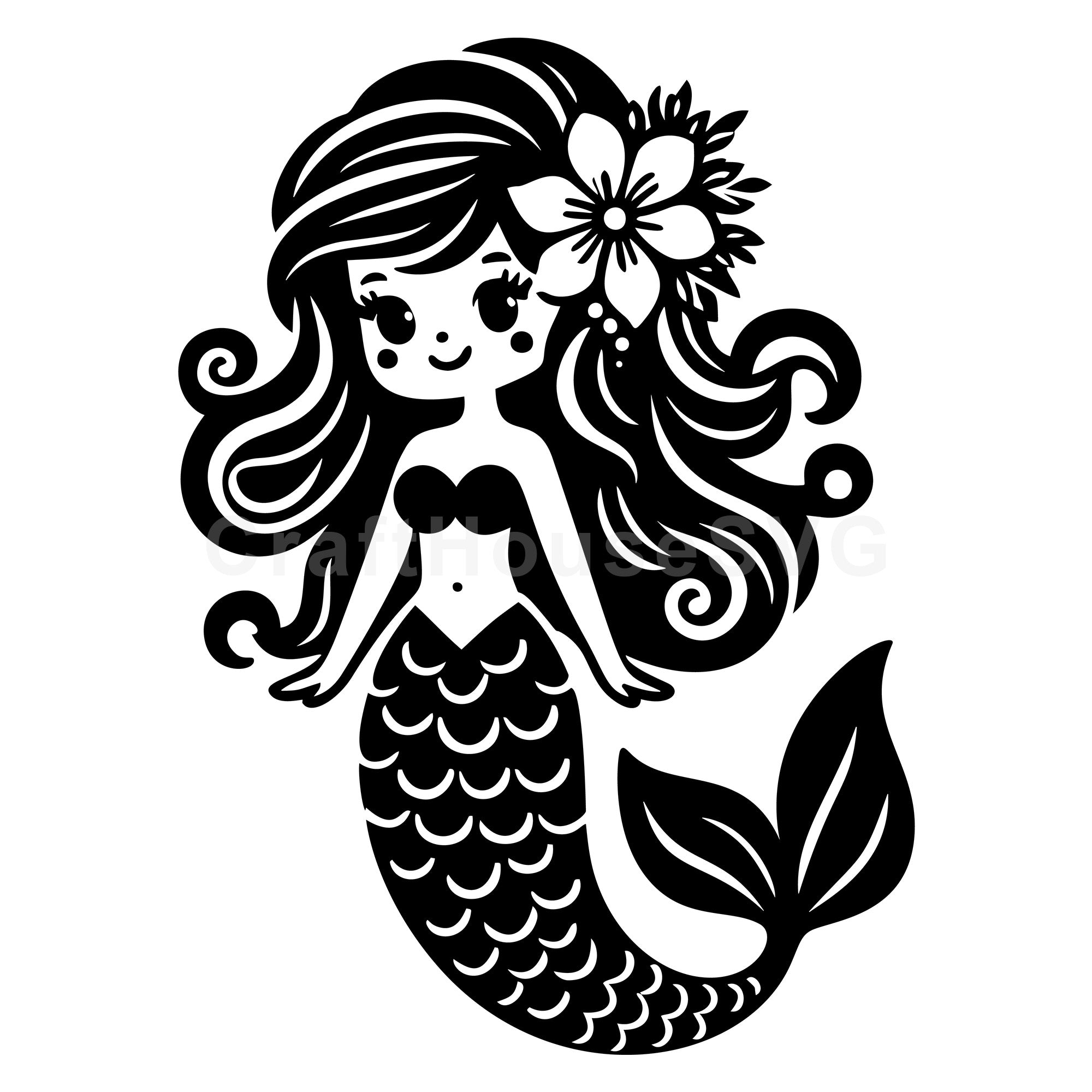 Mermaid Flower SVG Cut File