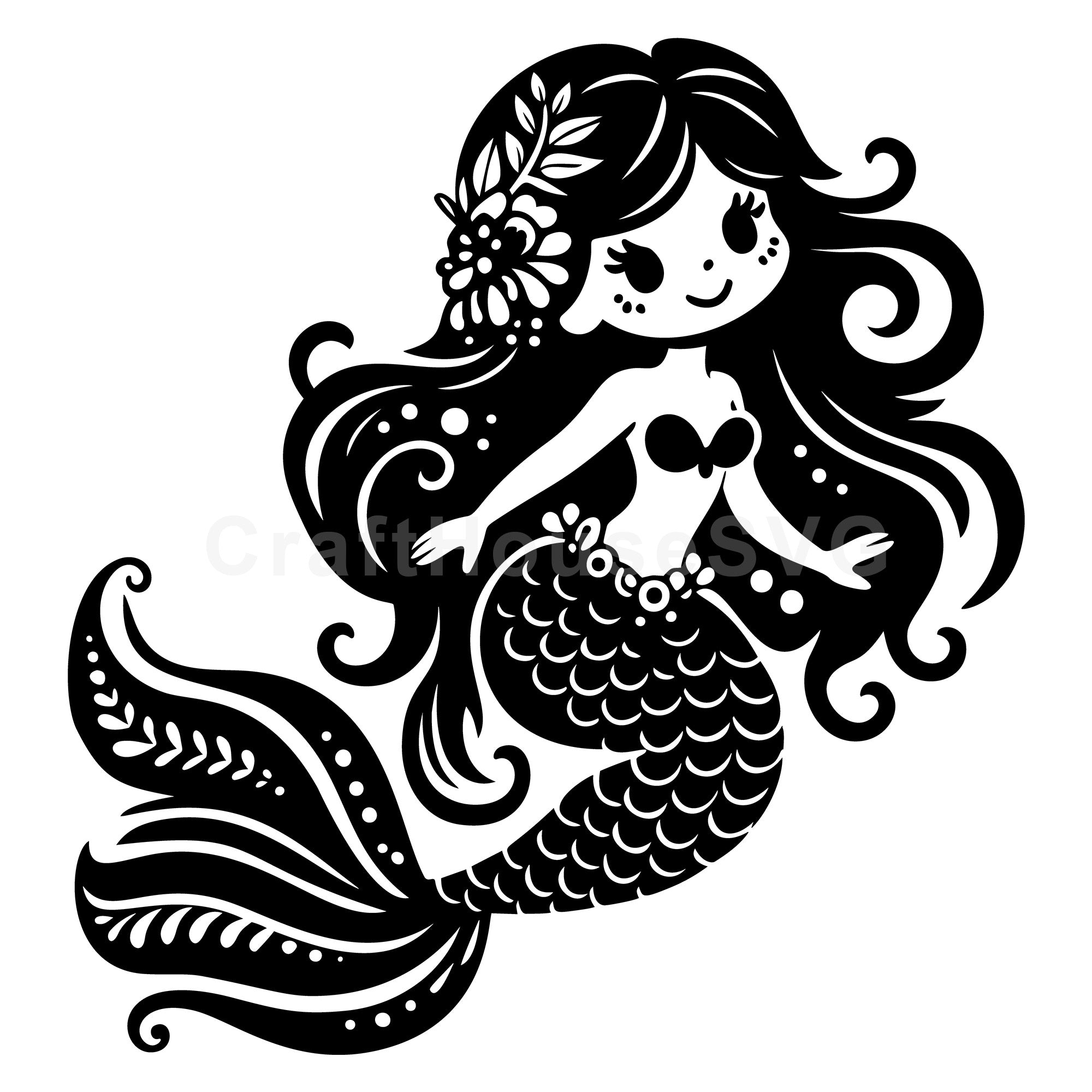 Floral Mermaid SVG