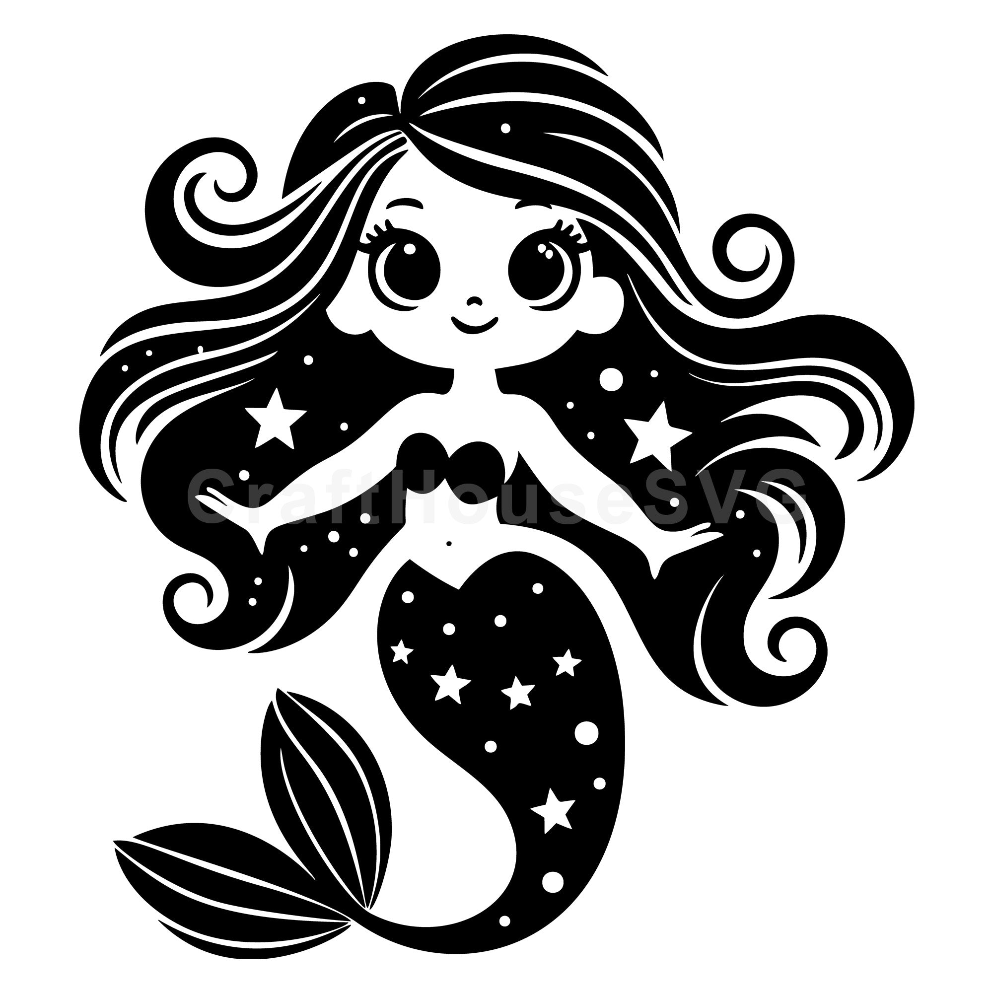 Adorable Enchanted Mermaid SVG