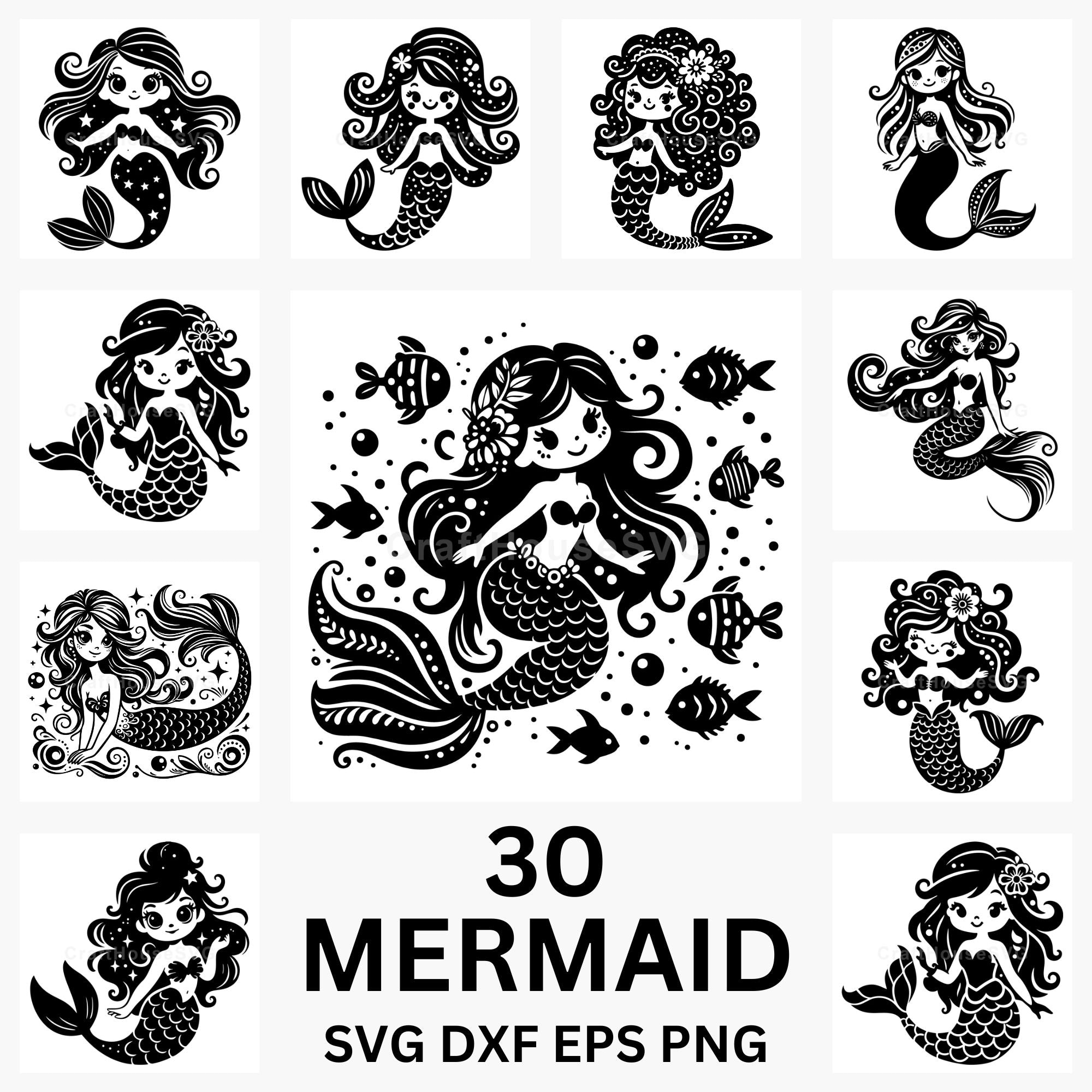 Whimsical Mermaid SVG Bundle