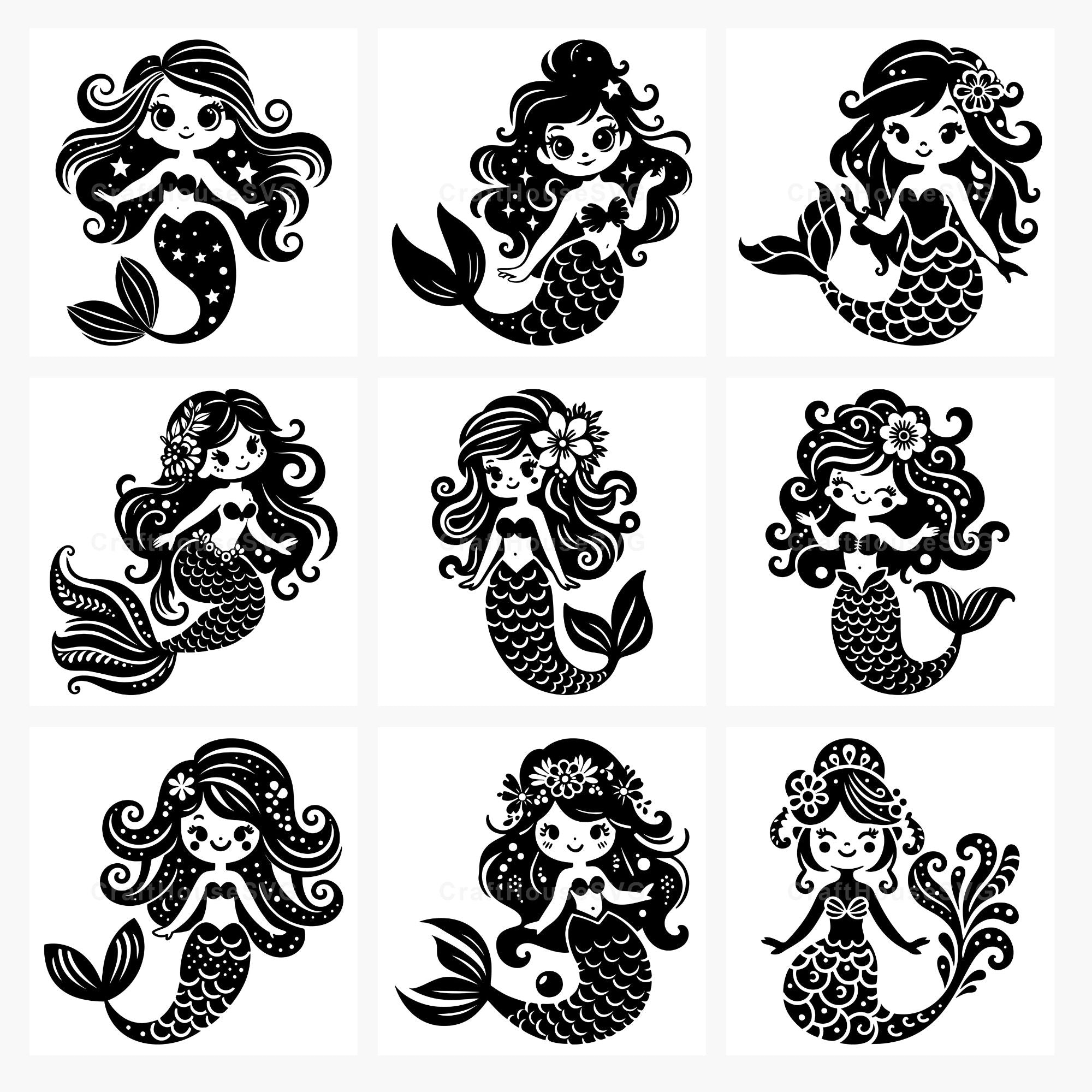 Whimsical Mermaid SVG Bundle