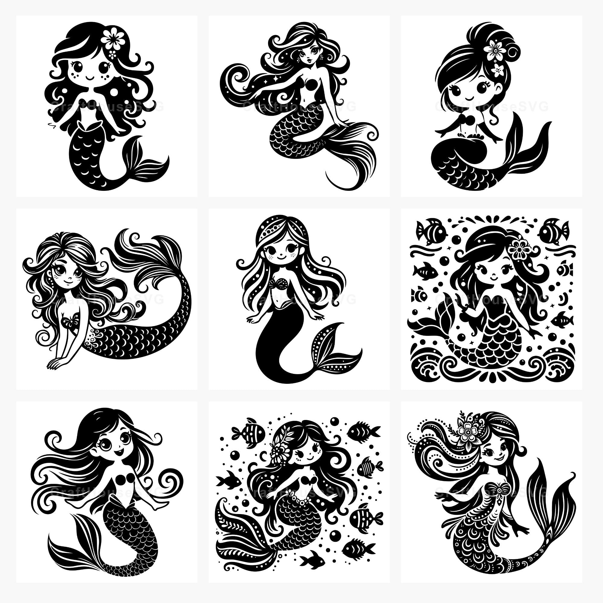 Whimsical Mermaid SVG Bundle