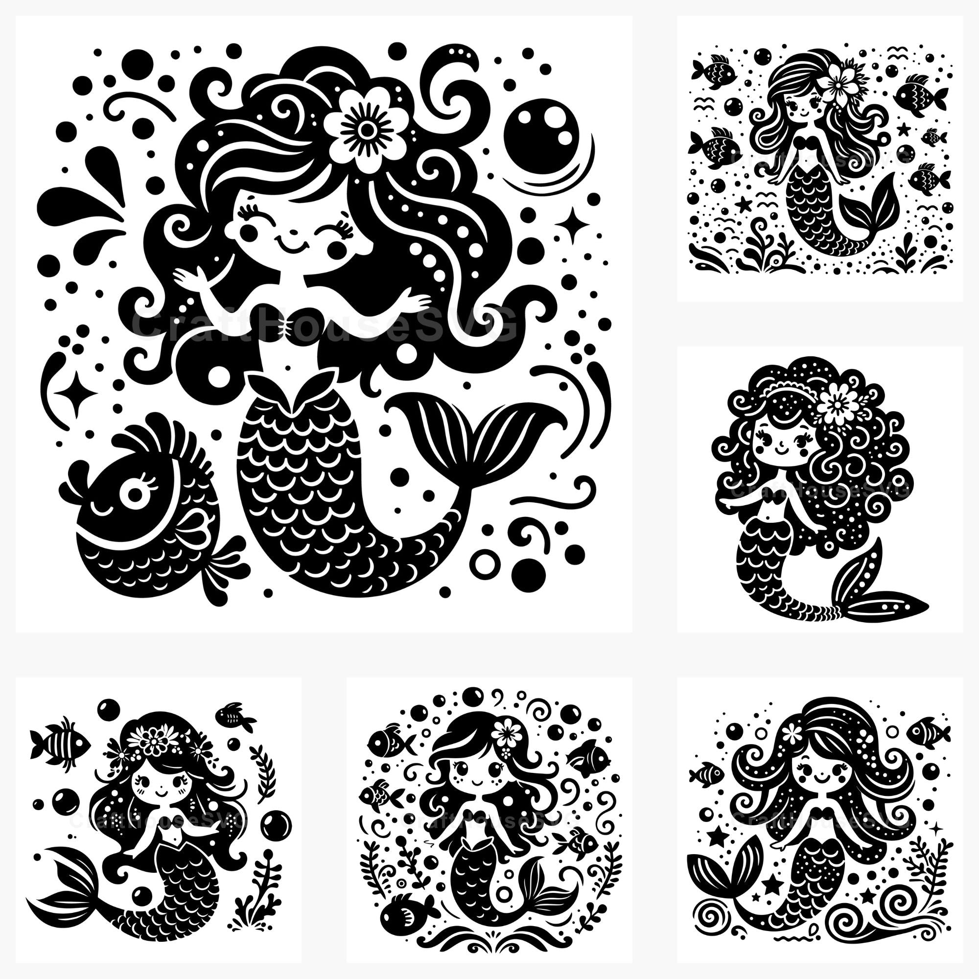 Whimsical Mermaid SVG Bundle