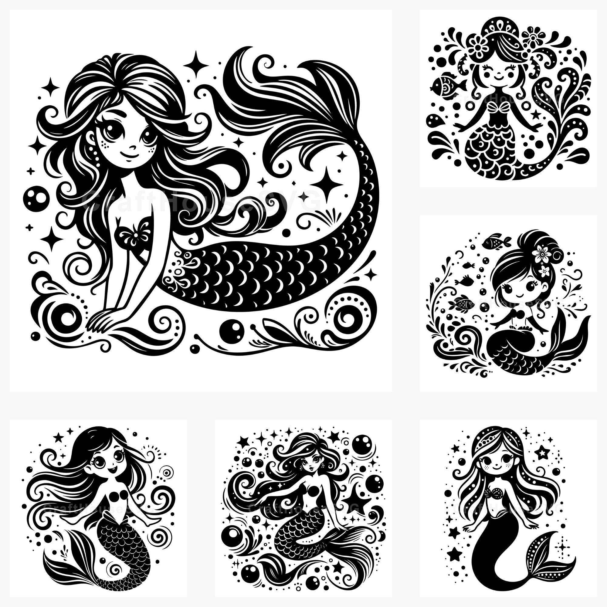 Whimsical Mermaid SVG Bundle