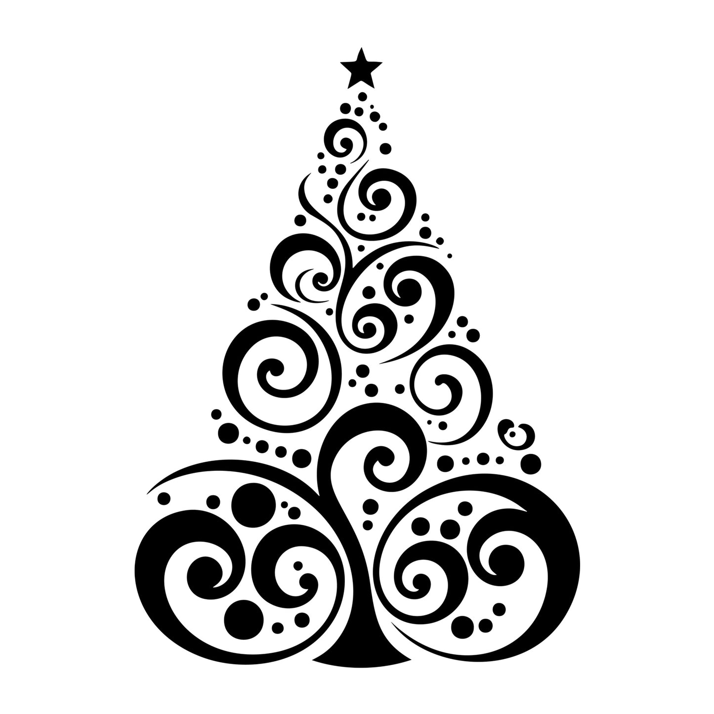 Whimsical Christmas Tree SVG design for Cricut, Silhouette, laser cutting, vinyl, sublimation, and Christmas craft projects.