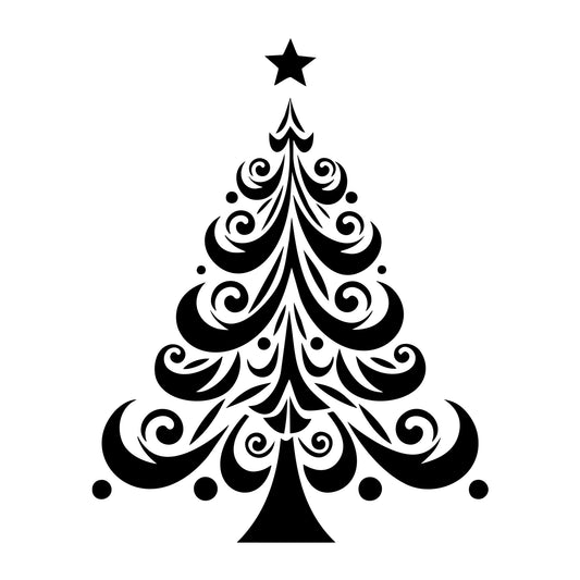 Whimsical Christmas Tree SVG design for Cricut, Silhouette, laser cutting, vinyl, sublimation, and Christmas craft projects.
