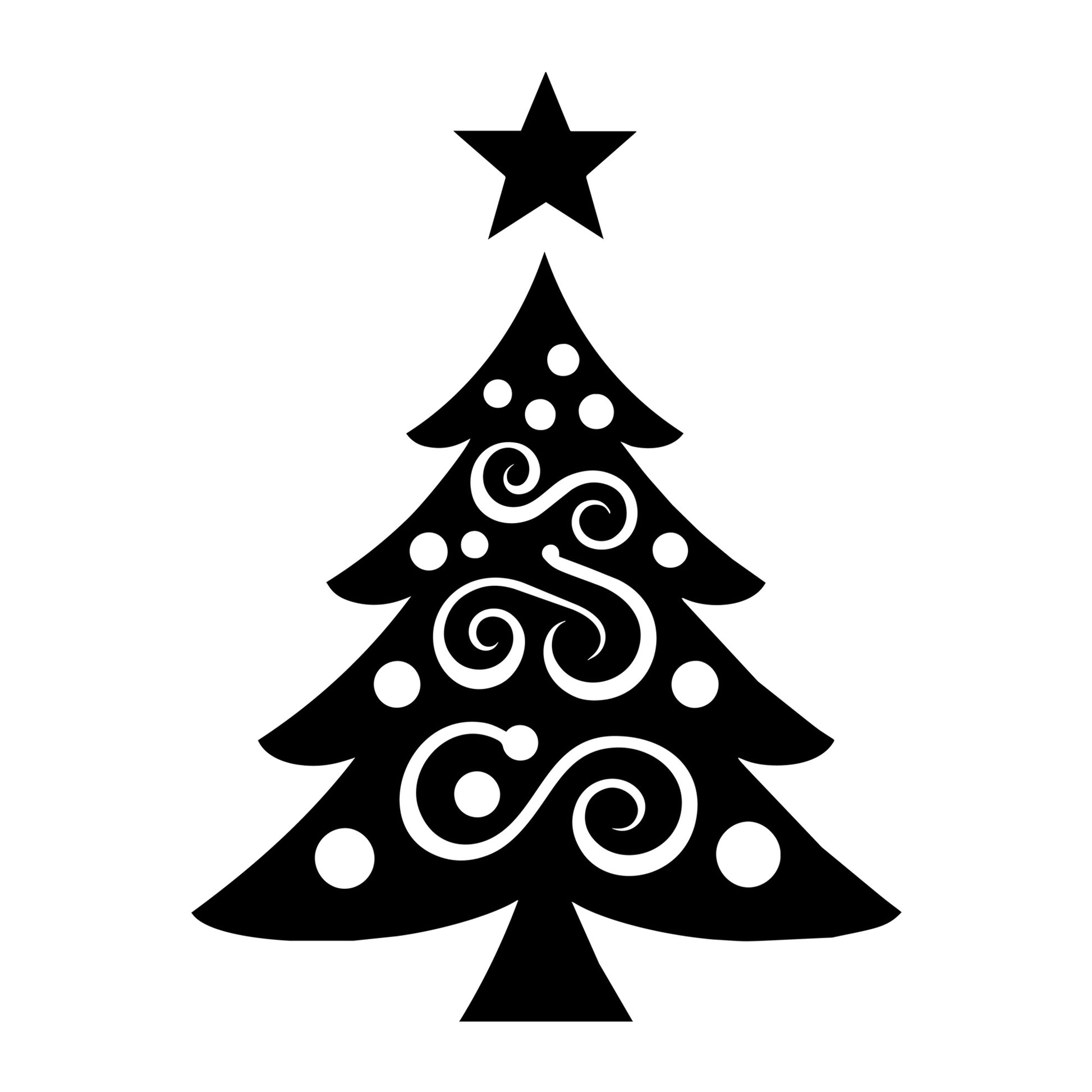Whimsical Christmas Tree SVG design for Cricut, Silhouette, laser cutting, vinyl, sublimation, and Christmas craft projects.