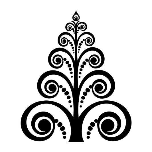 Whimsical Christmas Tree SVG design for Cricut, Silhouette, laser cutting, vinyl, sublimation, and Christmas craft projects.