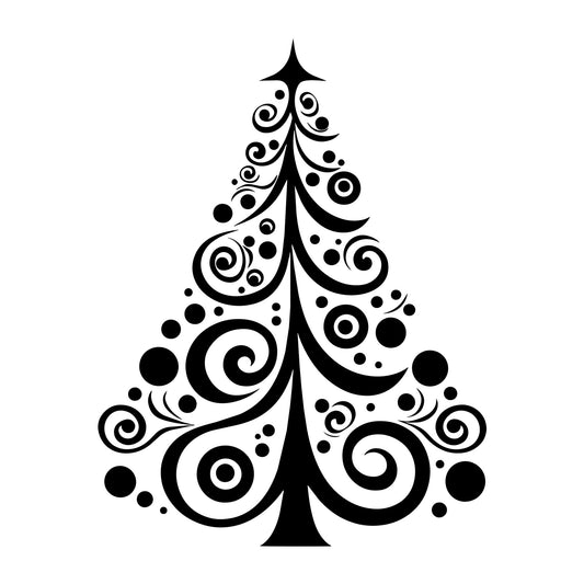 Whimsical Christmas Tree SVG design for Cricut, Silhouette, laser cutting, vinyl, sublimation, and Christmas craft projects.
