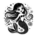 Whimsical Mermaid SVG design for Cricut, Silhouette, laser cutting, vinyl, sublimation, and craft projects.