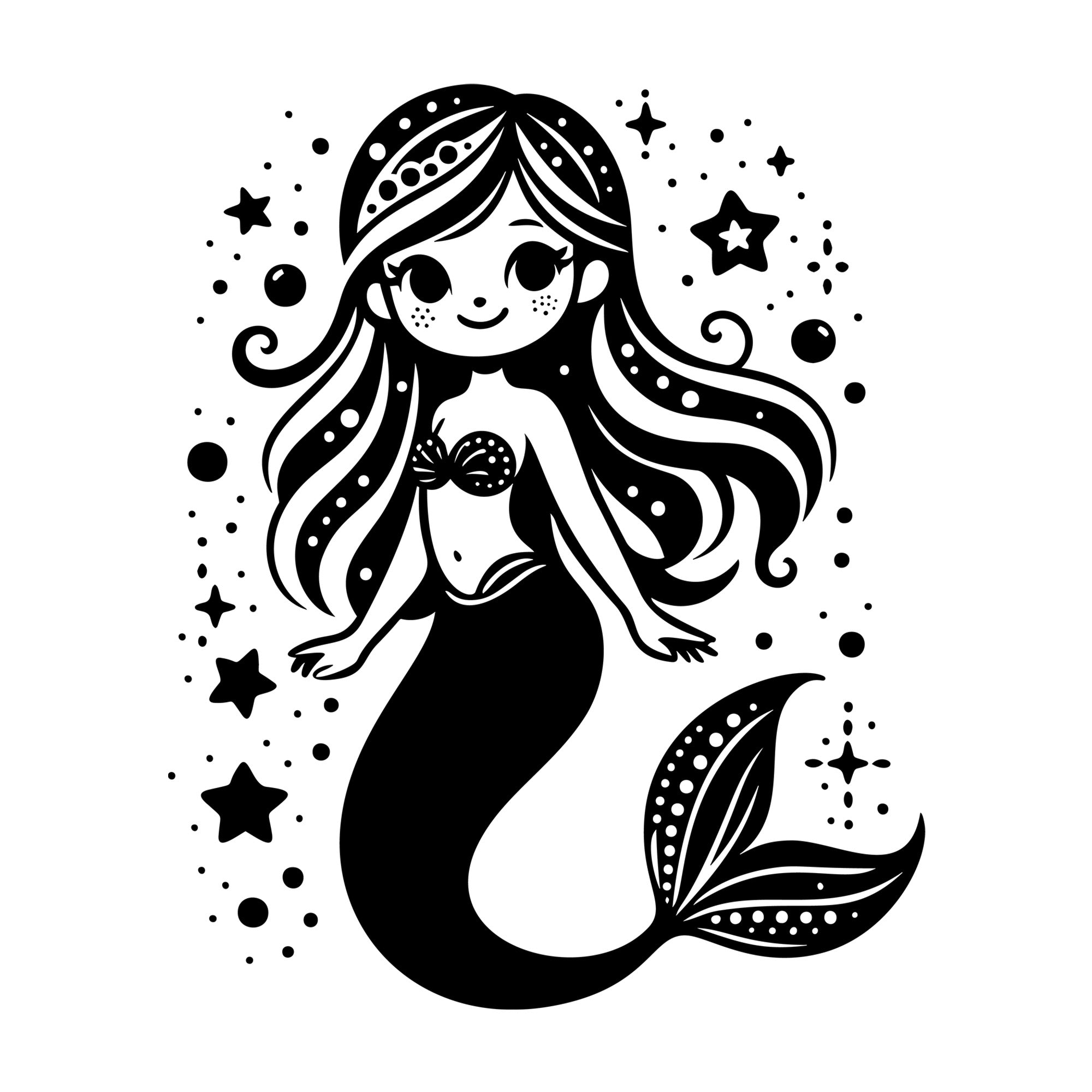 Whimsical Mermaid SVG design for Cricut, Silhouette, laser cutting, vinyl, sublimation, and craft projects.
