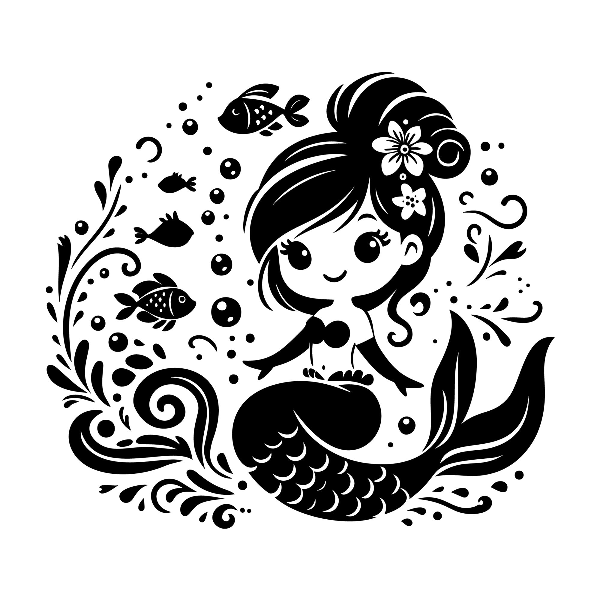 Whimsical Mermaid SVG design for Cricut, Silhouette, laser cutting, vinyl, sublimation, and craft projects.