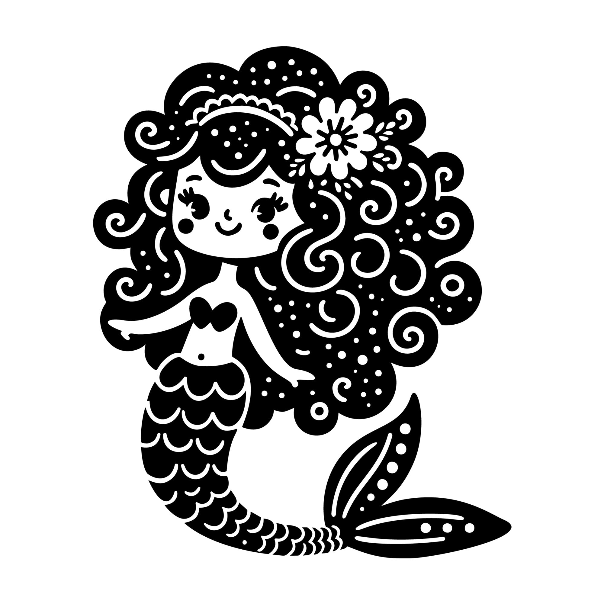 Whimsical Mermaid SVG design for Cricut, Silhouette, laser cutting, vinyl, sublimation, and craft projects.